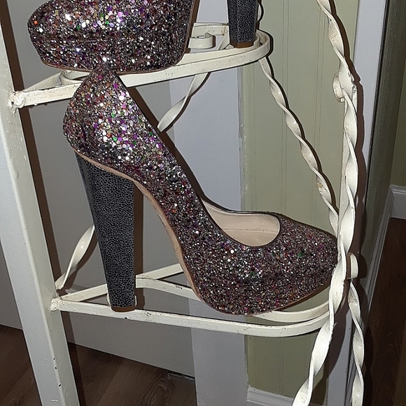 Jimmy Choo multicolor glitter platform shoes size 9 or 39 EU - Picture 3 of 8